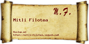 Mitli Filotea névjegykártya